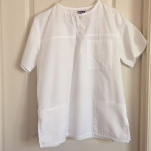 White scrub top